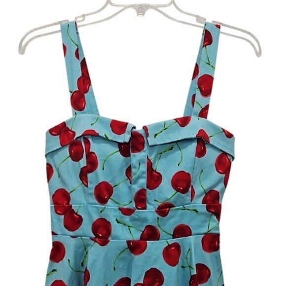 Ixia Retro Cherry Print Swing Dress Size Medium USA Quirky Novelty Rockabilly - Picture 3 of 12